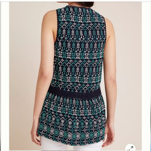 Maeve Anthropologie Cammie Embroidered Peplum Top - Picture 2 of 10